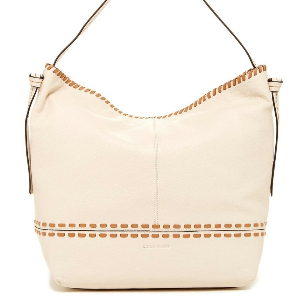 Cole Haan NEW Brynn Leather Shoulder Bag Large NWT Ivory